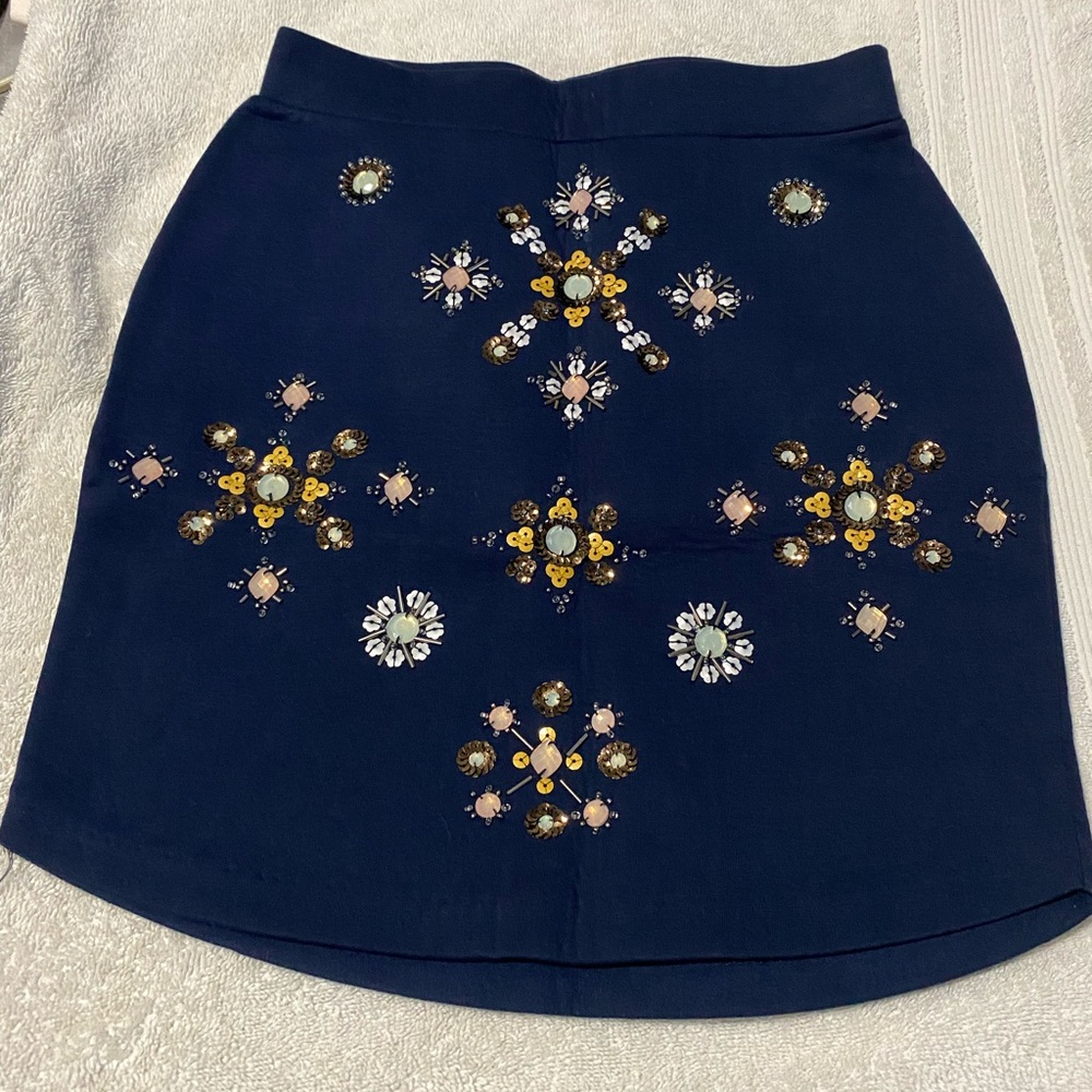 Embellished Navy Skirt